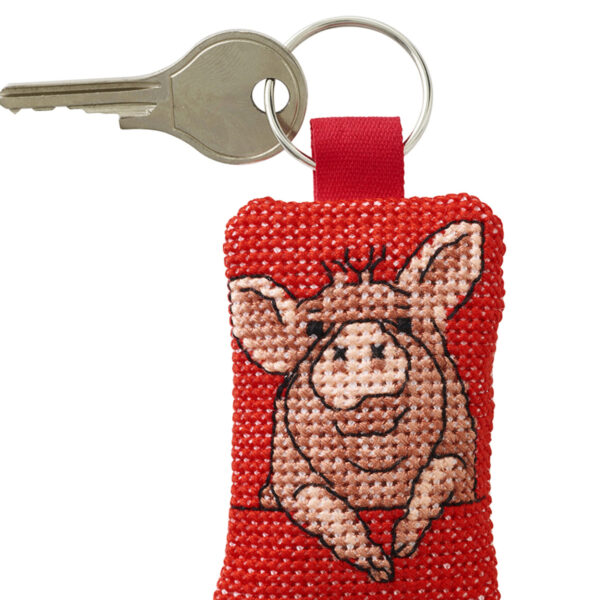 Nøglering med en gris - Broderikit